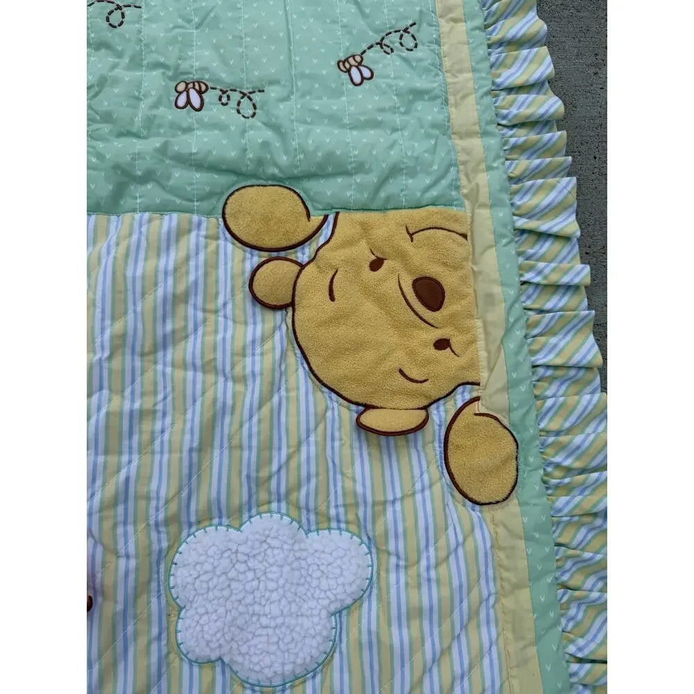 Disney Baby Crown Crafts Vintage Winnie the Pooh Patchwork Quilted Crib Blanket